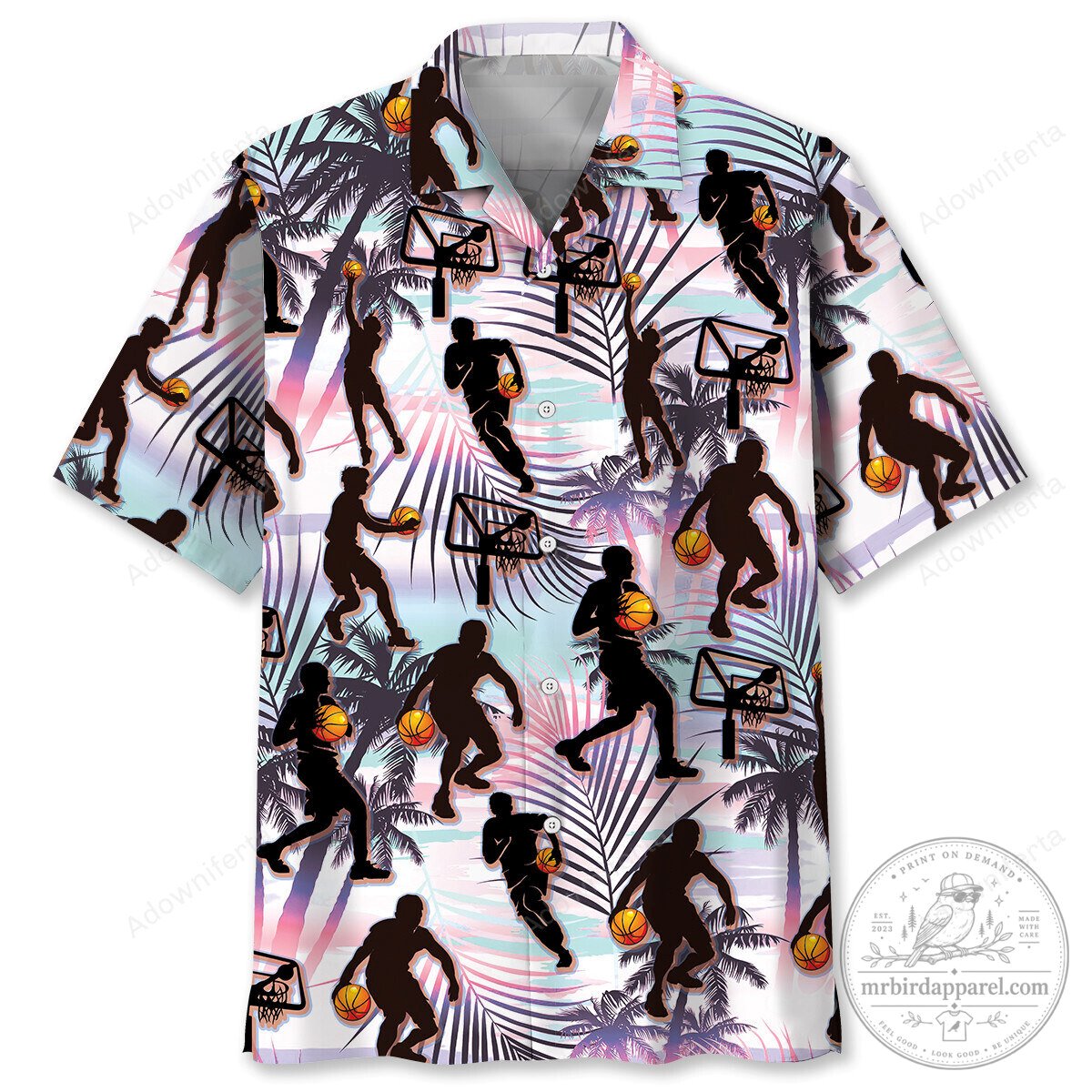Hawaiian Shirt for Basketball Enthusiasts Featuring Tropical Design