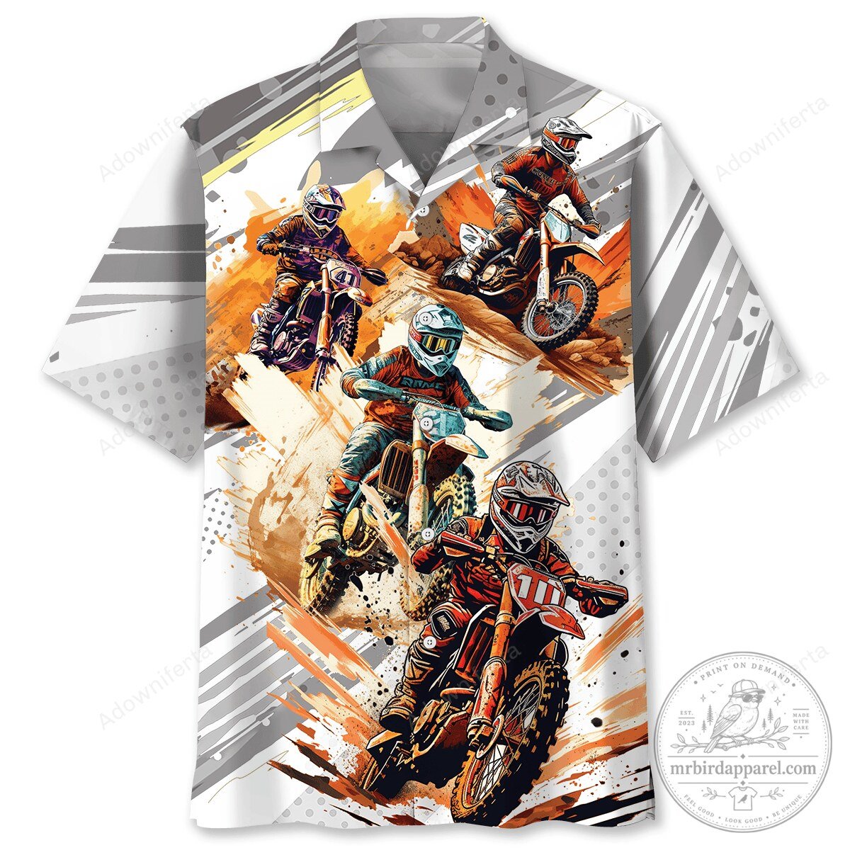 Sport Dirt Bike Racing Style Hawaiian Shirt