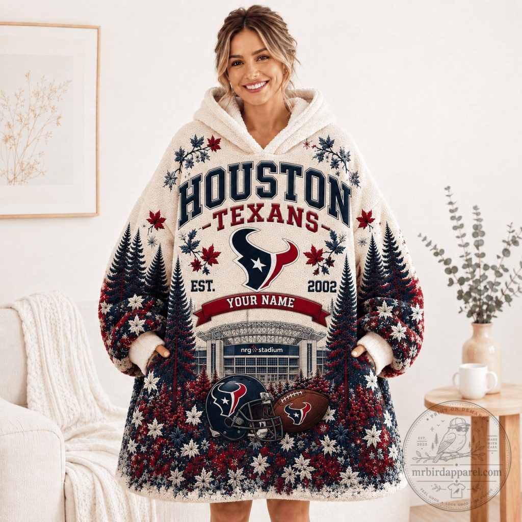 Houston Texans NFL Football Team Stadium Sherpa Wearable Blanket Hoodie Houston Texans NFL Football Team Stadium Sherpa Wearable Blanket Hoodie