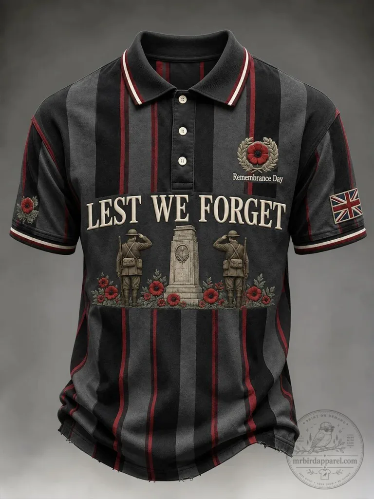 Remembrance Day Lest We Forget Military Commemoration Polo Shirt 44 Remembrance Day Lest We Forget Military Commemoration Polo Shirt