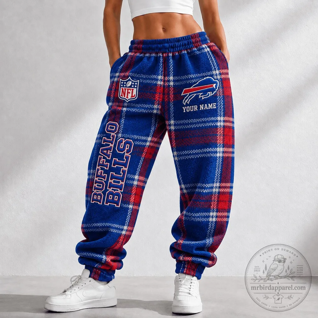 Buffalo Bills NFL Plaid Custom Name Sweatpants Buffalo Bills NFL Plaid Custom Name Sweatpants