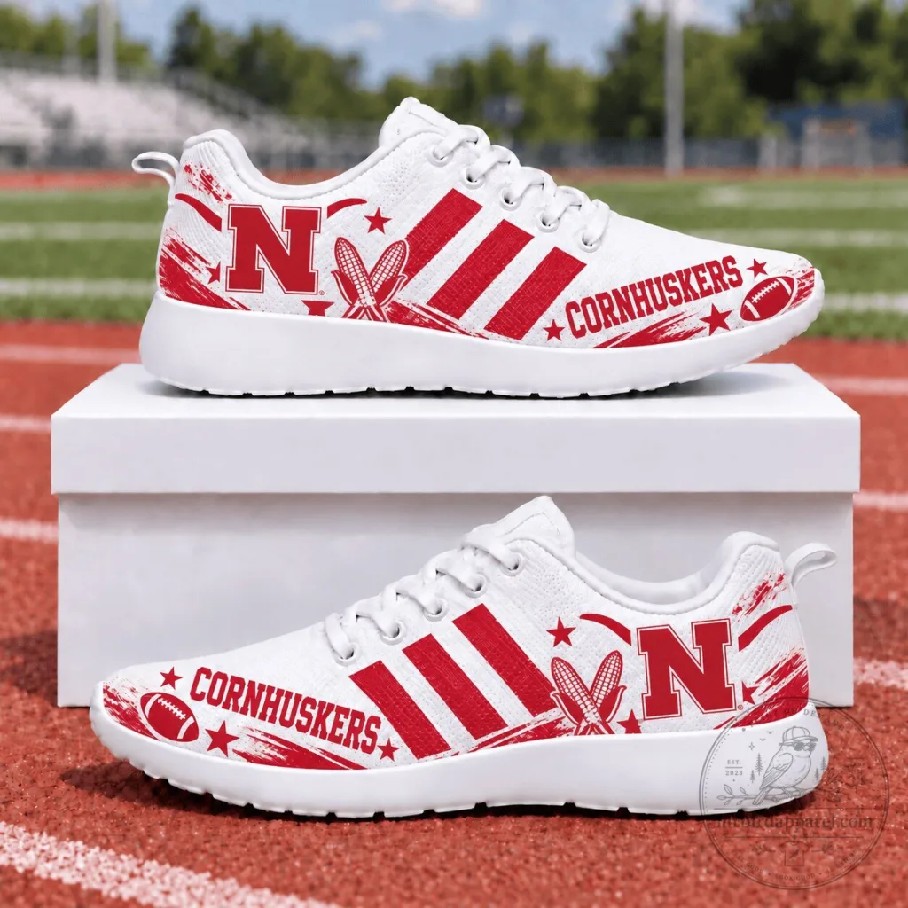 Nebraska Cornhuskers Team Logo White Casual Running Shoes Nebraska Cornhuskers Team Logo White Casual Running Shoes