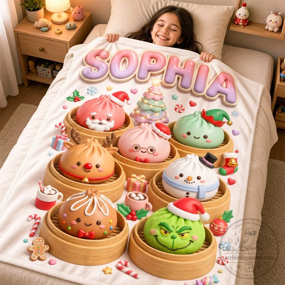 Personalized Christmas Dumpling Character Name Blanket