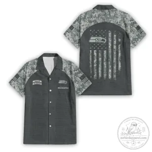 Military Camouflage Hawaiian Shirt for Seattle Seahawks Salute to Service