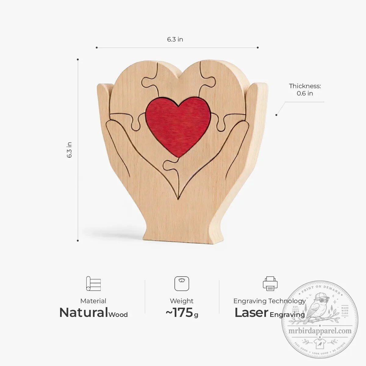 Personalized Heart Shaped Wooden Puzzle with Family Names for Dad 8 Personalized Heart Shaped Wooden Puzzle with Family Names for Dad
