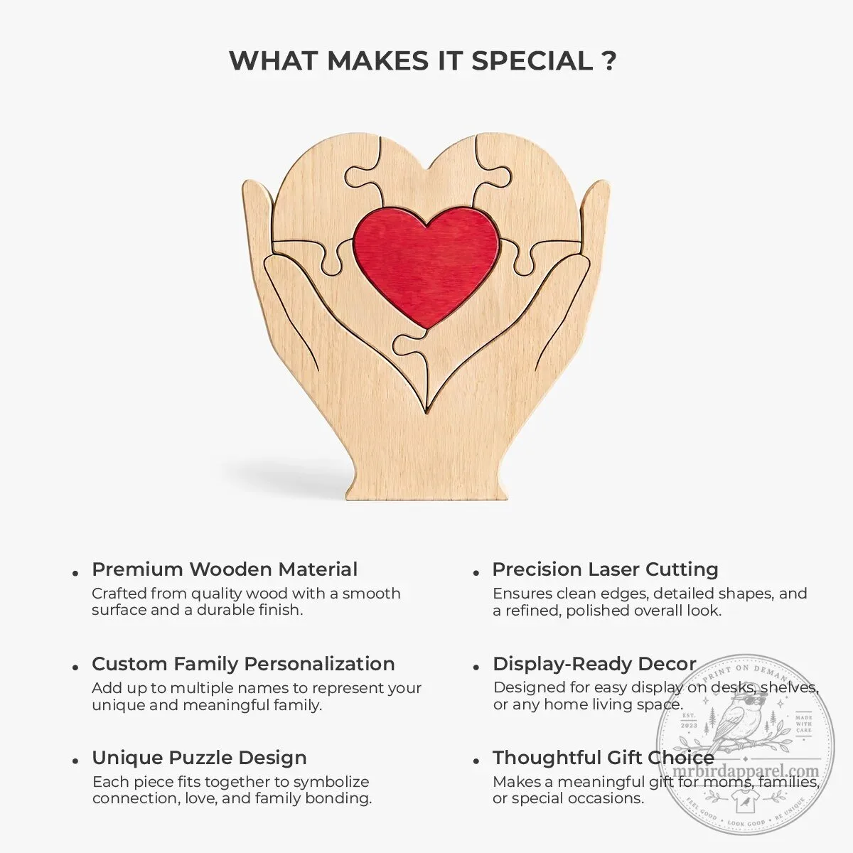 Personalized Heart Shaped Wooden Puzzle with Family Names for Dad 11 Personalized Heart Shaped Wooden Puzzle with Family Names for Dad