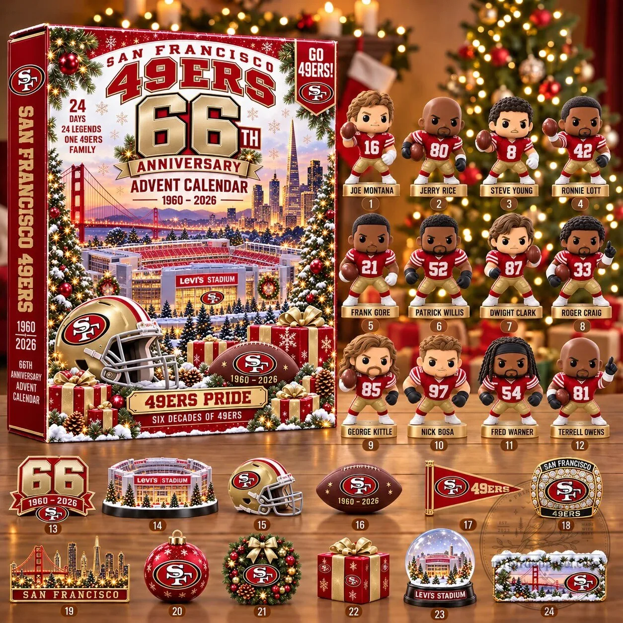San Francisco 49ers 66th Anniversary Advent Calendar Blind Box with Figurines