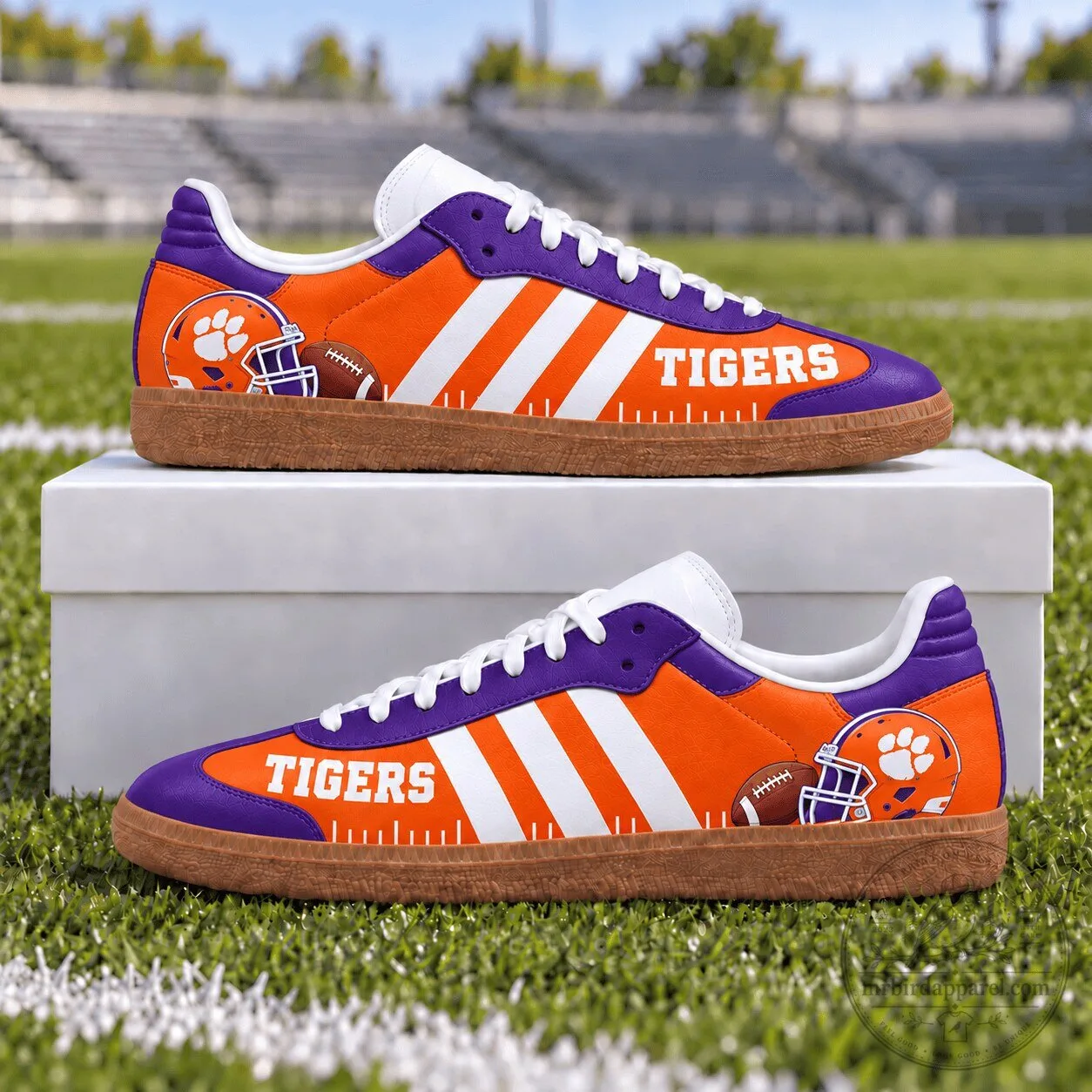 Clemson Tigers Football Team Orange and Purple Stripe Shoes 3 Clemson Tigers Football Team Orange and Purple Stripe Shoes