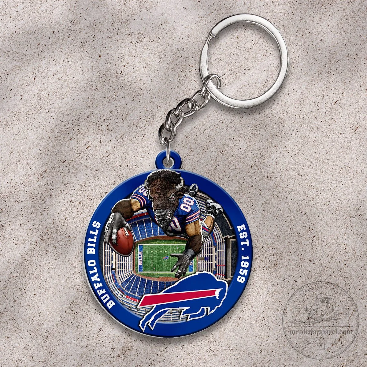Buffalo Bills Football Team Logo and Mascot Round Keychain