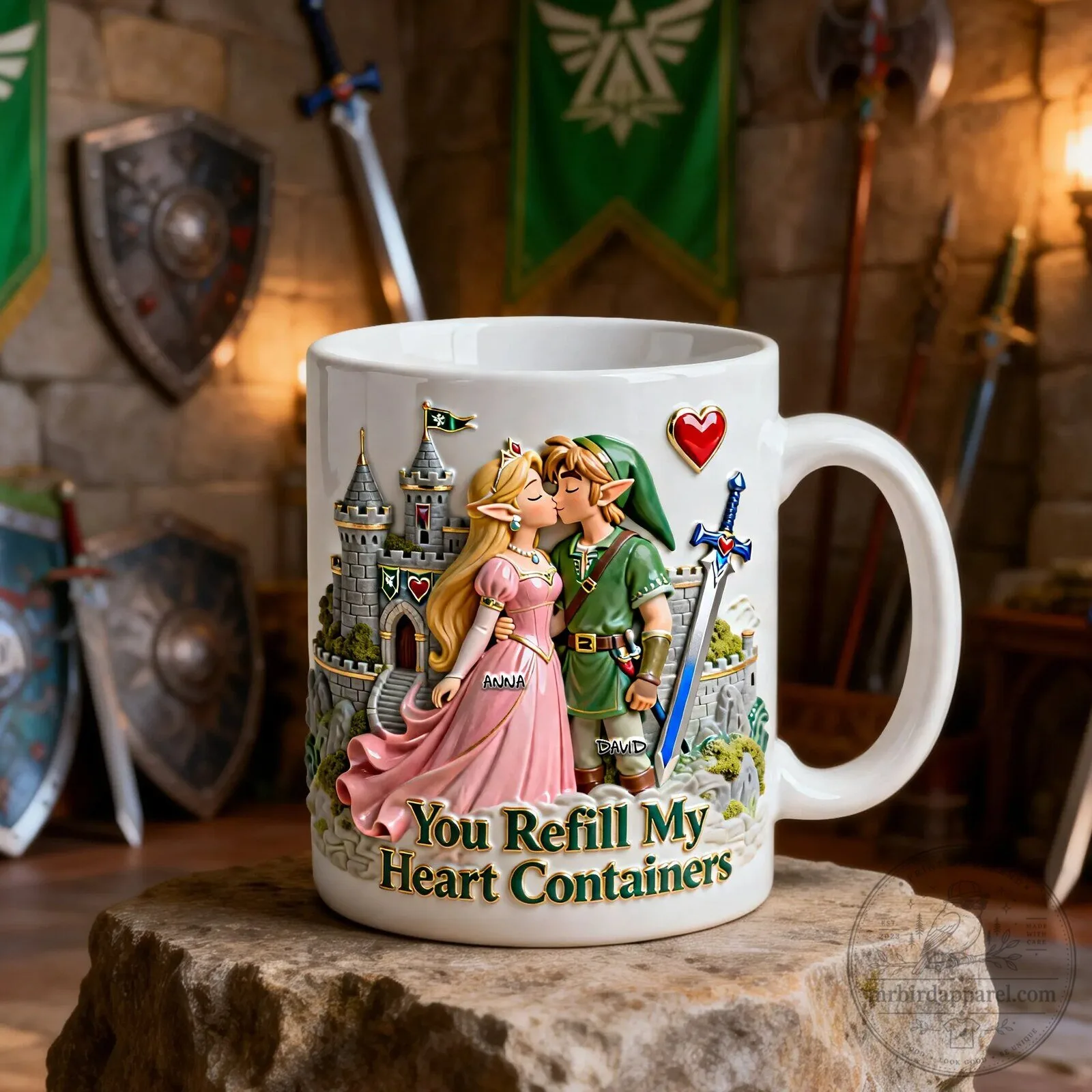 Legend of Zelda Link and Princess Zelda You Refill My Heart Containers Coffee Mug 12 Legend of Zelda Link and Princess Zelda You Refill My Heart Containers Coffee Mug