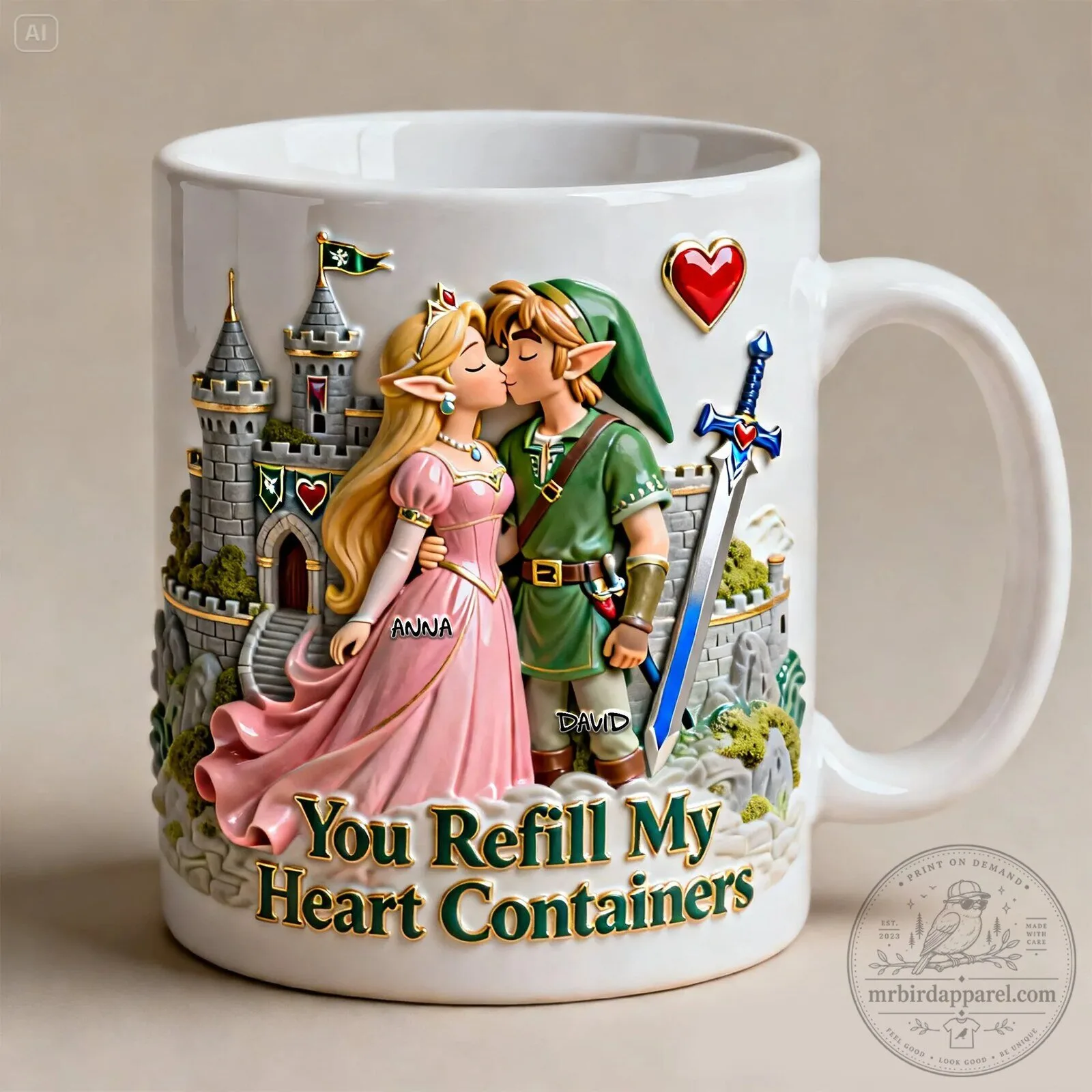 Legend of Zelda Link and Princess Zelda You Refill My Heart Containers Coffee Mug 13 Legend of Zelda Link and Princess Zelda You Refill My Heart Containers Coffee Mug
