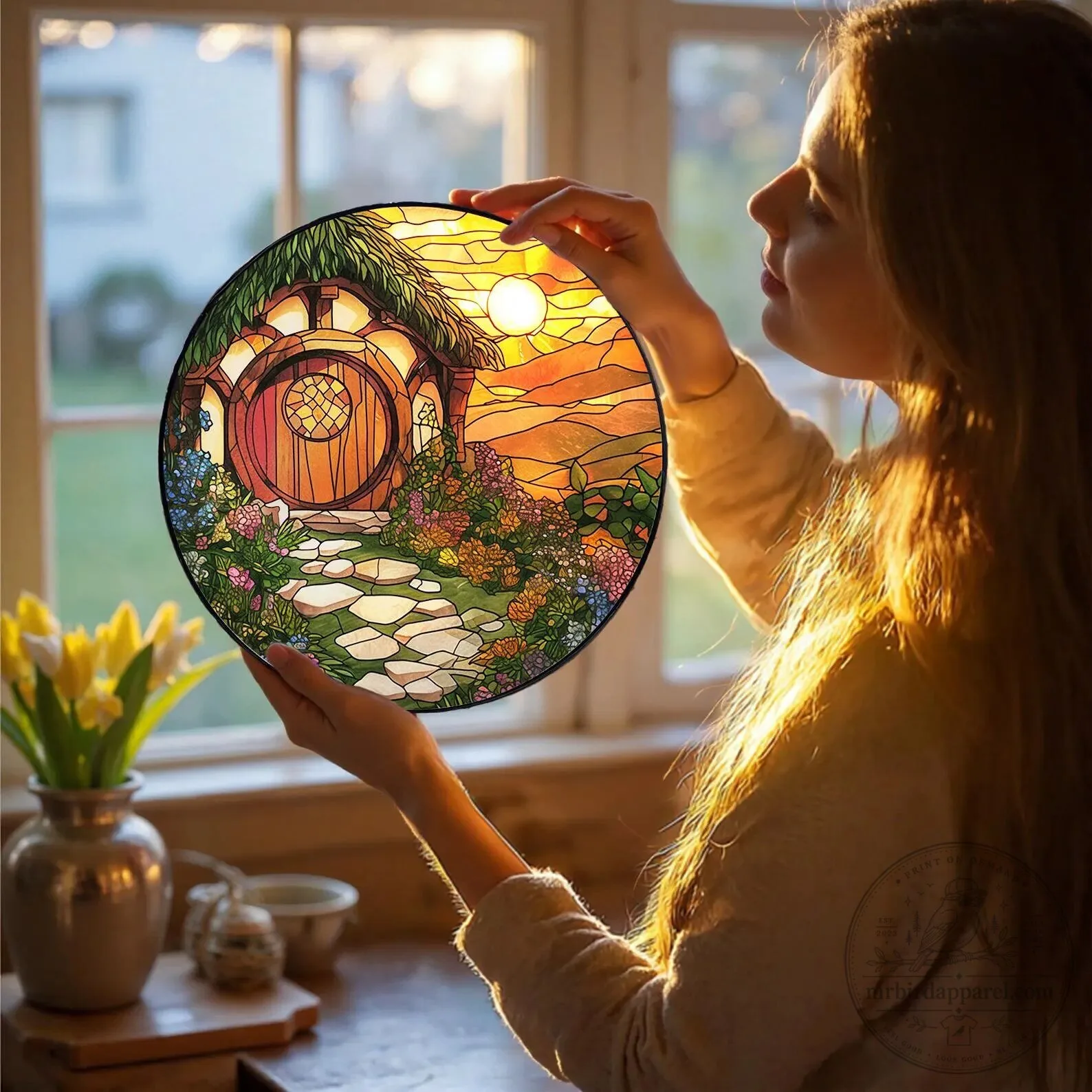 Lord of the Rings Hobbiton Bag End Stained Glass Suncatcher 9 Lord of the Rings Hobbiton Bag End Stained Glass Suncatcher