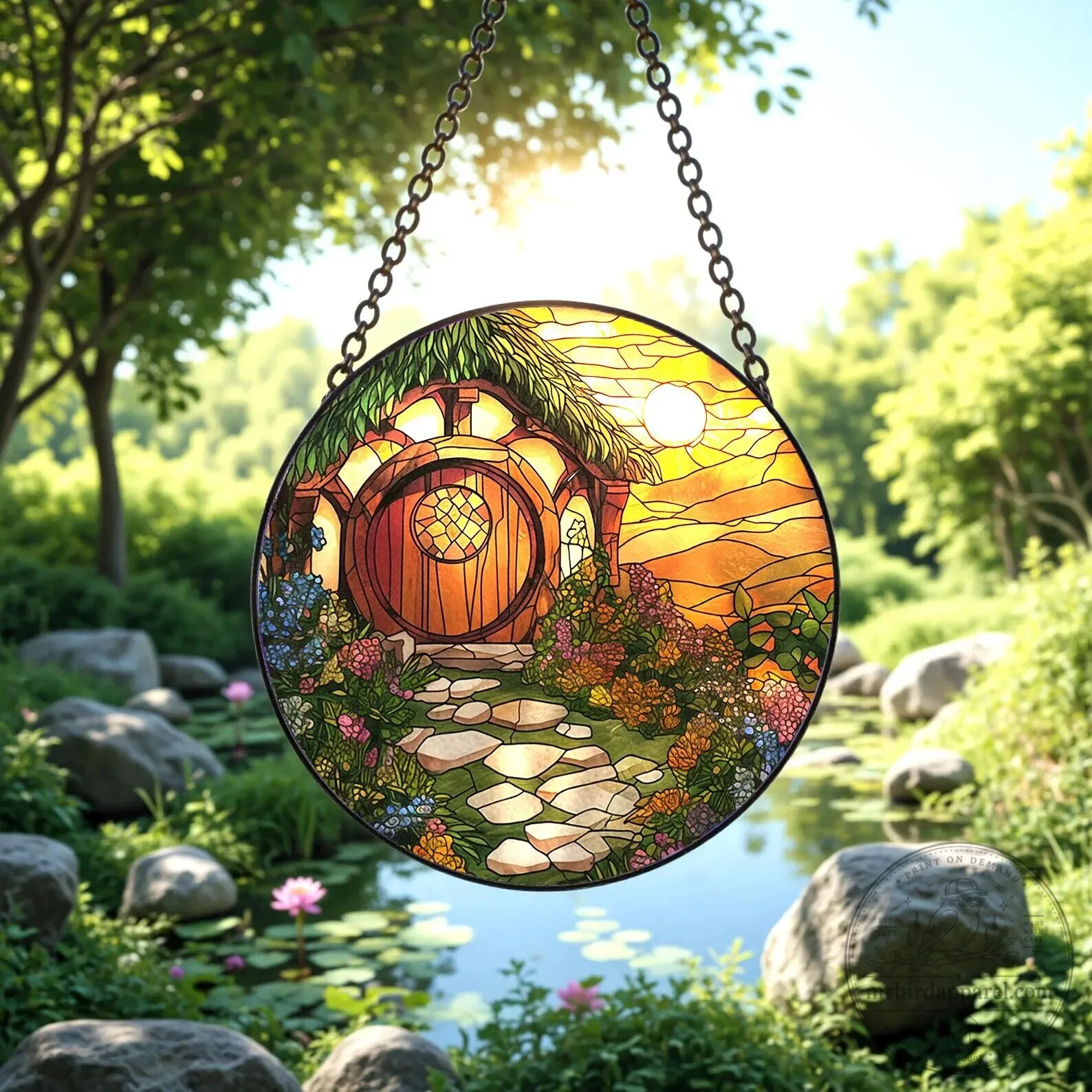 Lord of the Rings Hobbiton Bag End Stained Glass Suncatcher 10 Lord of the Rings Hobbiton Bag End Stained Glass Suncatcher