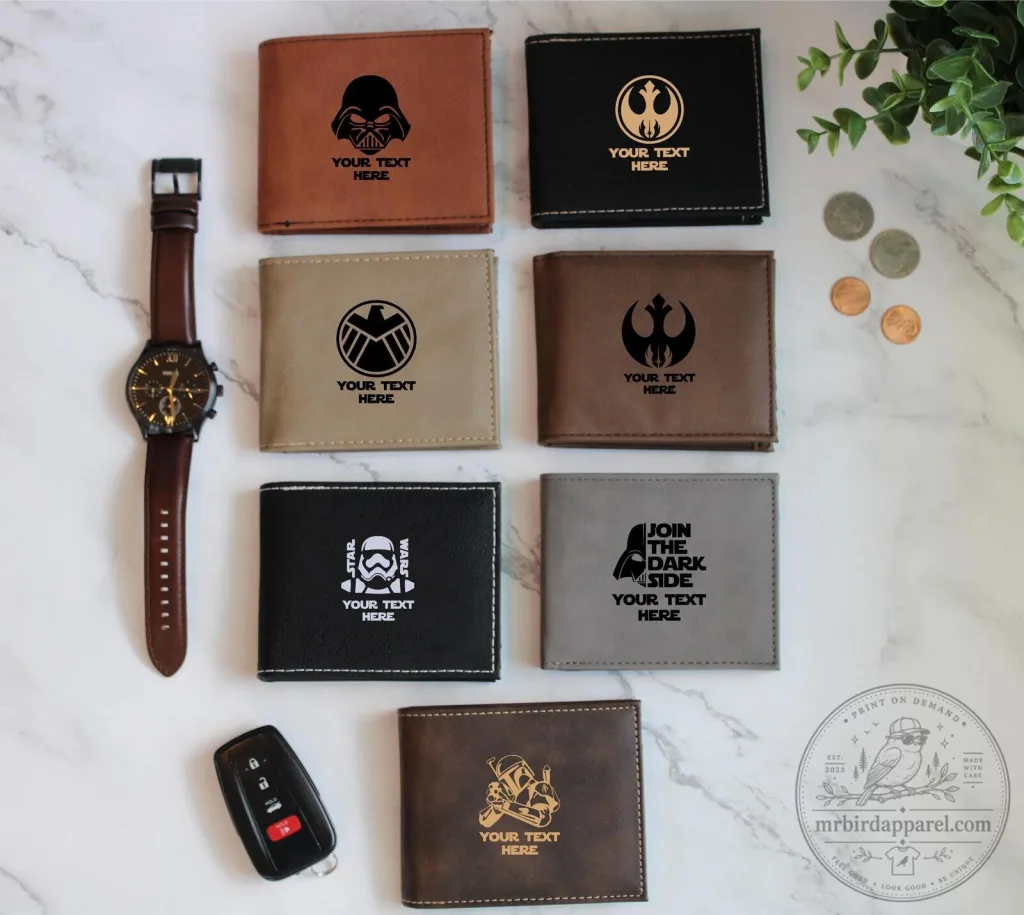 Personalized Star Wars Darth Vader and Stormtrooper Engraved Leather Wallet Personalized Star Wars Darth Vader and Stormtrooper Engraved Leather Wallet