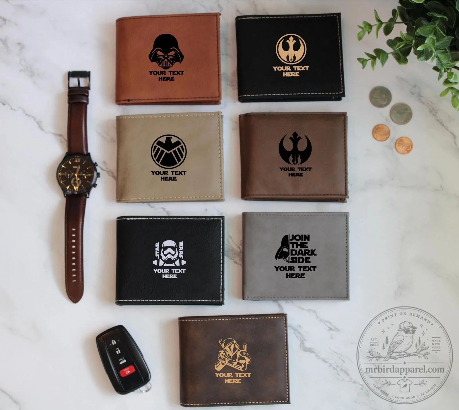 Personalized Star Wars Darth Vader and Stormtrooper Engraved Leather Wallet