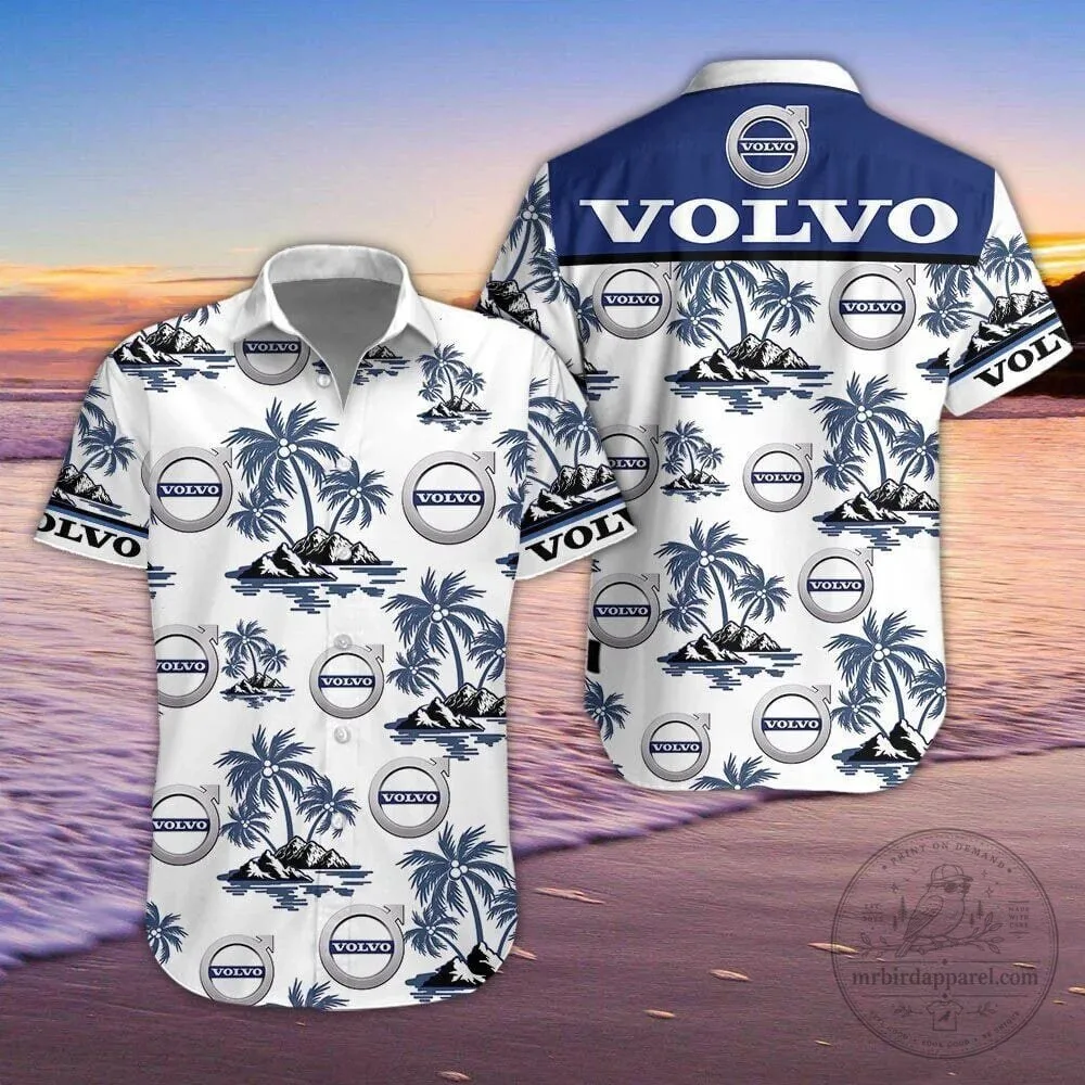 Volvo Palm Trees Mountain Pattern Summer Beach Hawaiian Shirt