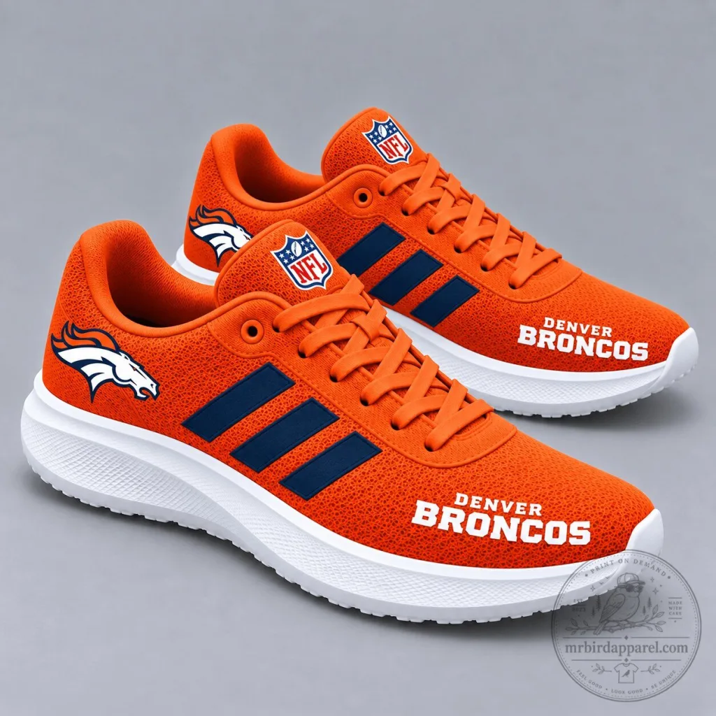 Denver Broncos National Football League Orange and Navy Blue Striped Sport Shoes Denver Broncos National Football League Orange and Navy Blue Striped Sport Shoes