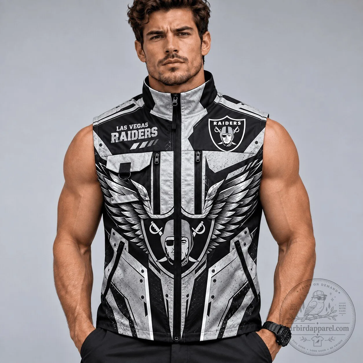 Las Vegas Raiders NFL Football Team Sleeveless Padded Vest Jacket