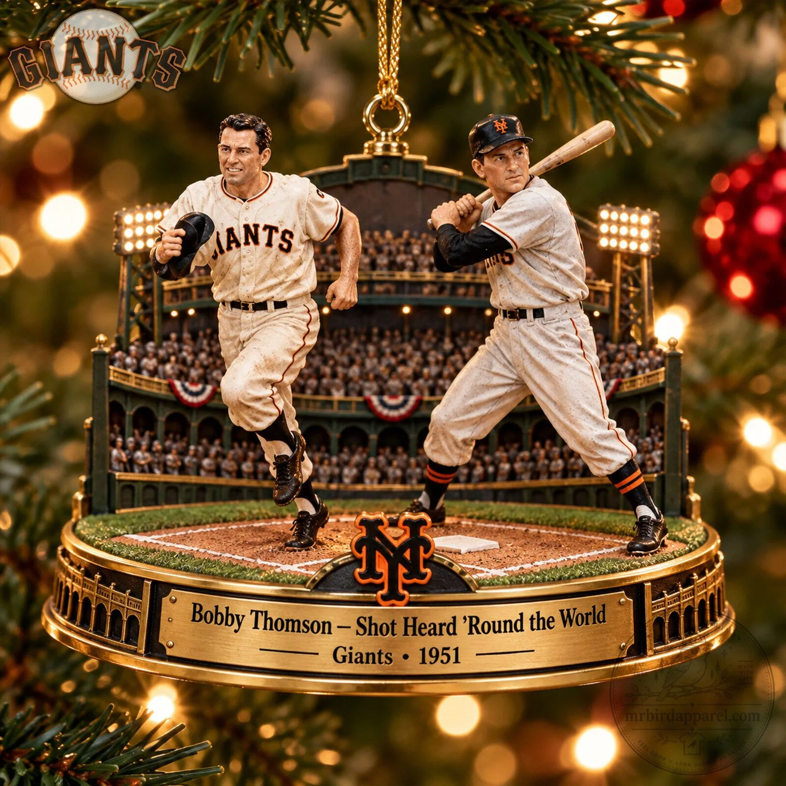 New York Giants Bobby Thomson Shot Heard Round the World Christmas Ornament 2 New York Giants Bobby Thomson Shot Heard Round the World Christmas Ornament