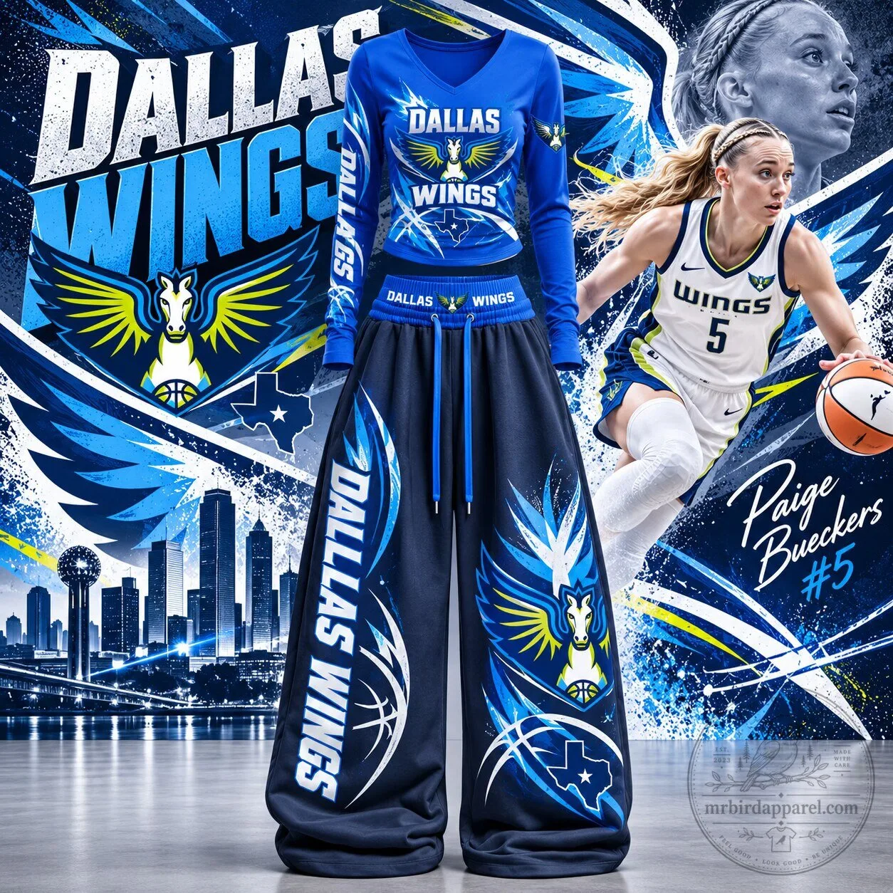 Dallas Wings Paige Bueckers Women's Basketball Long-Sleeve Shirt and Pants Set