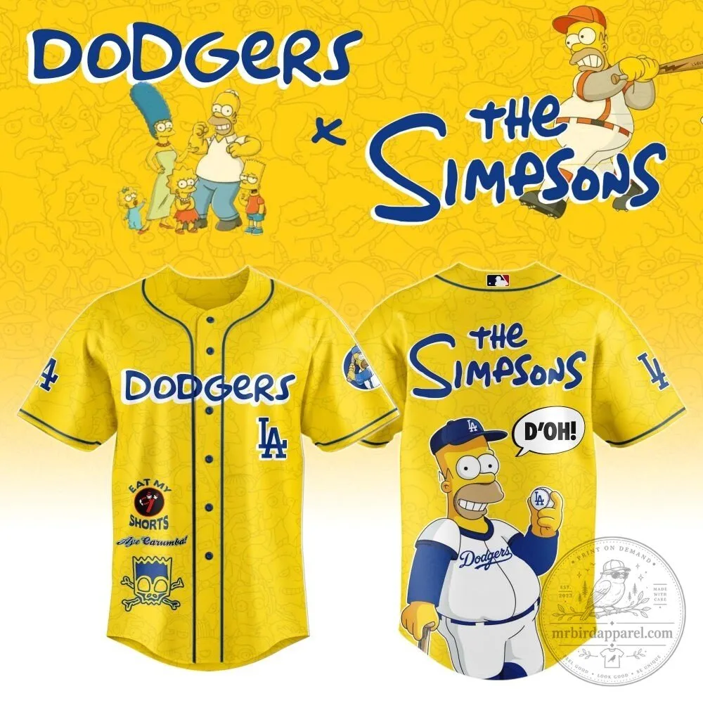 Homer Simpson Baseball Jersey featuring Los Angeles Dodgers from The Simpsons