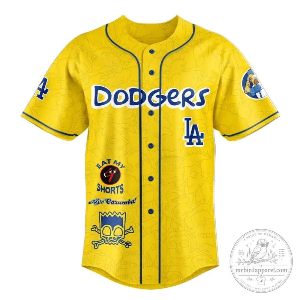 Homer Simpson Baseball Jersey featuring Los Angeles Dodgers from The Simpsons 8 Homer Simpson Baseball Jersey featuring Los Angeles Dodgers from The Simpsons