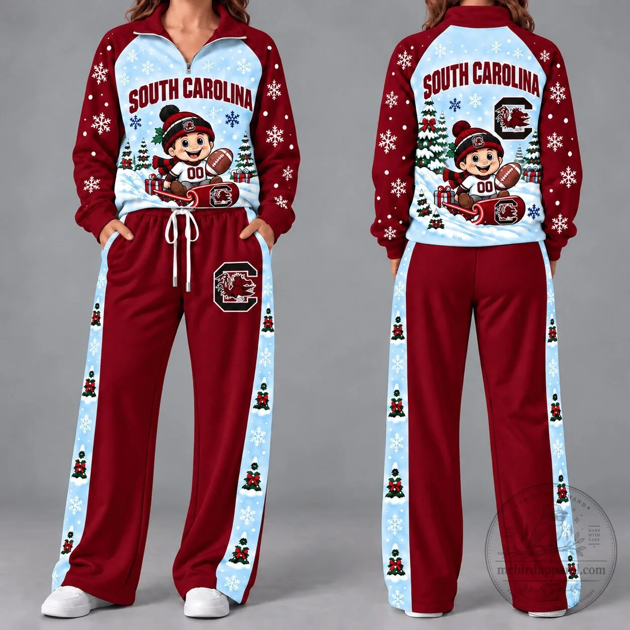 South Carolina Gamecocks Christmas Snowman Women's Tracksuit Hoodie