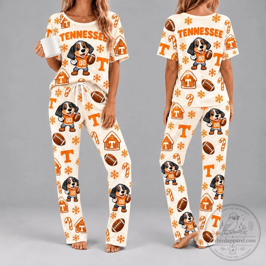 Tennessee Volunteers Football Christmas Holiday Women's Pajamas Set Tennessee Volunteers Football Christmas Holiday Women's Pajamas Set