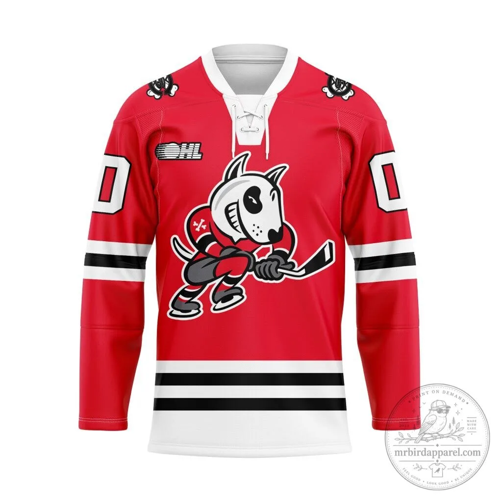 Niagara IceDogs Personalized Red Lace Hockey Jersey