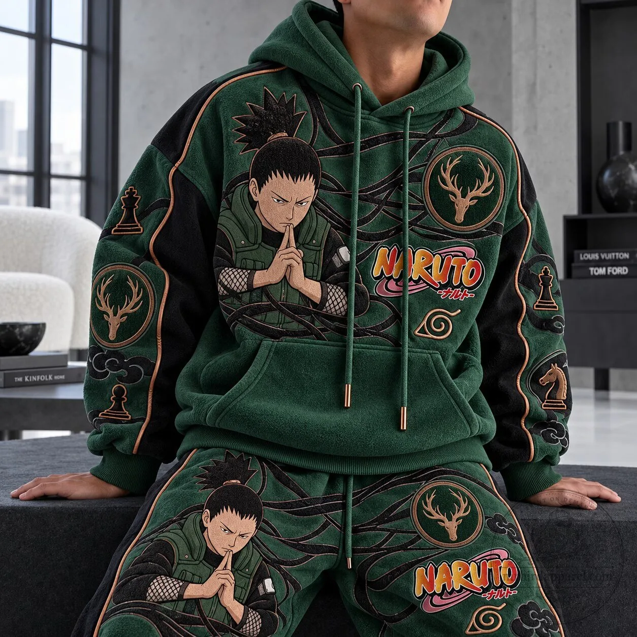 Naruto Shippuden Shikamaru Nara Anime Green Fleece Hoodie