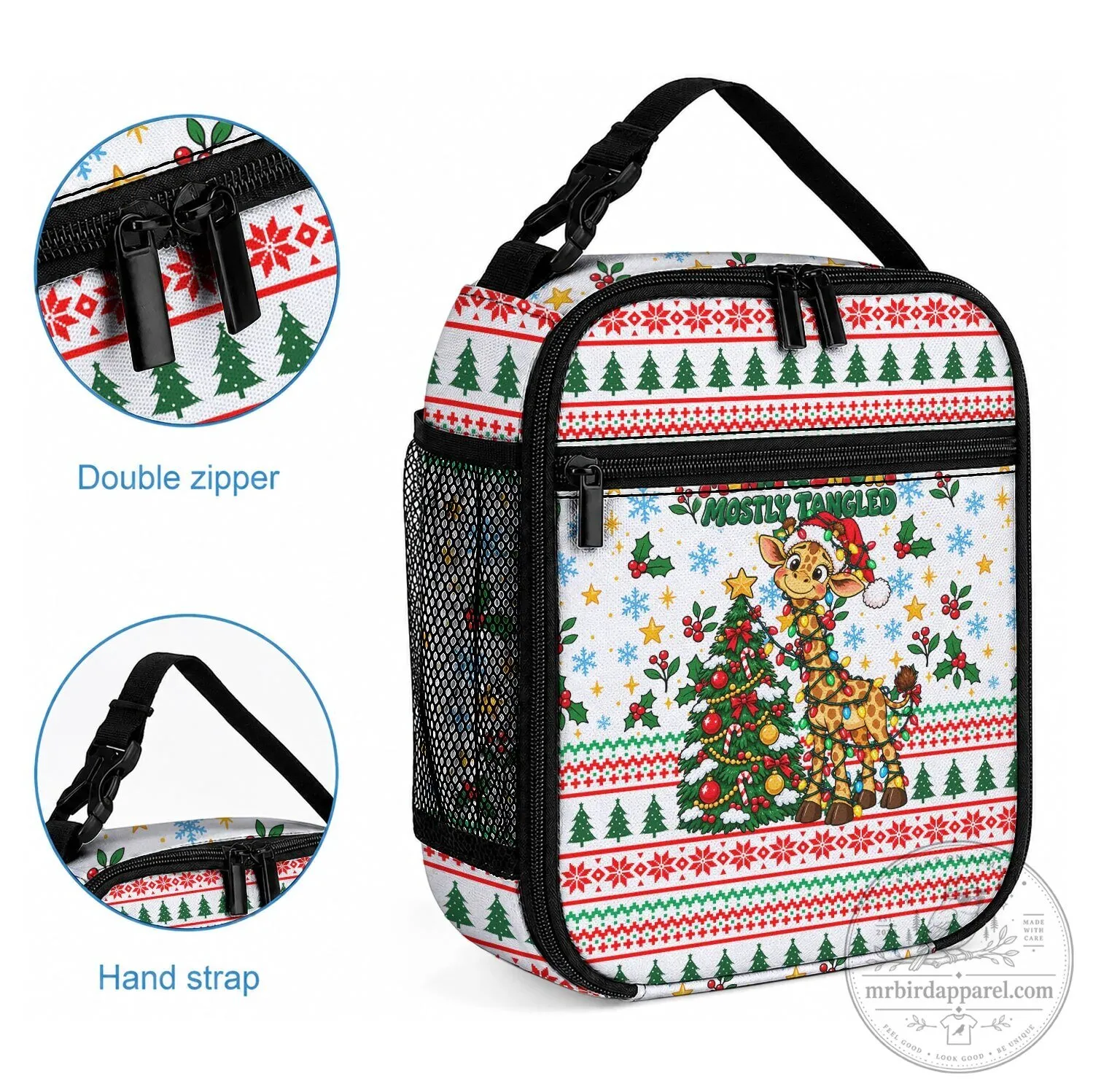 Christmas Giraffe Tangled in Lights Lunch Bag Insulated Cooler 8 Christmas Giraffe Tangled in Lights Lunch Bag Insulated Cooler
