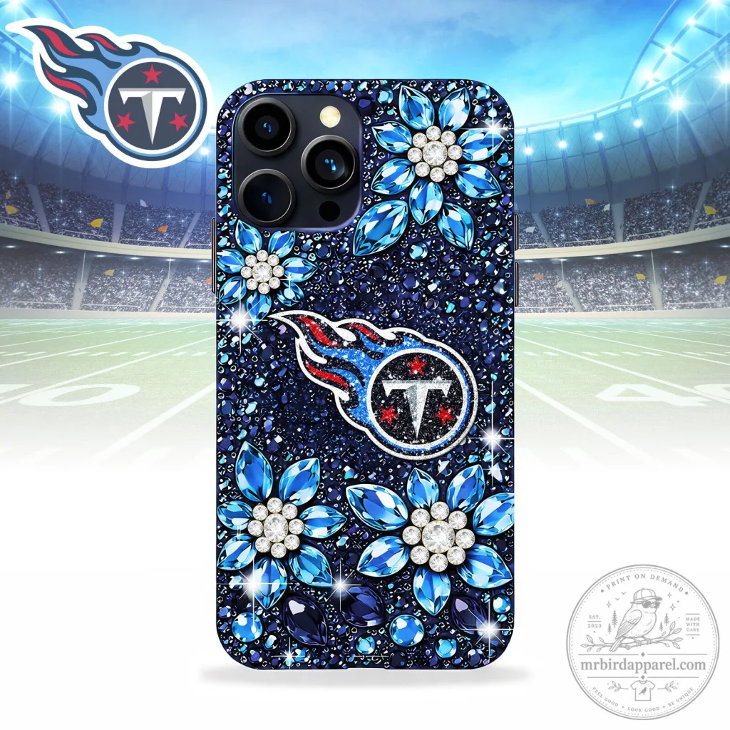 Tennessee Titans NFL Luxury Rhinestone Floral Design Phone Case Tennessee Titans NFL Luxury Rhinestone Floral Design Phone Case