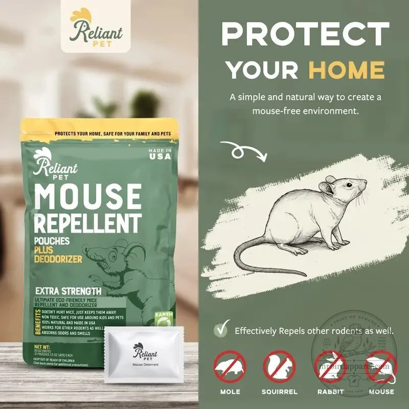 Reliant Pet Mouse Repellent Pouches Plus Deodorizer for Home and Garden 11 Reliant Pet Mouse Repellent Pouches Plus Deodorizer for Home and Garden