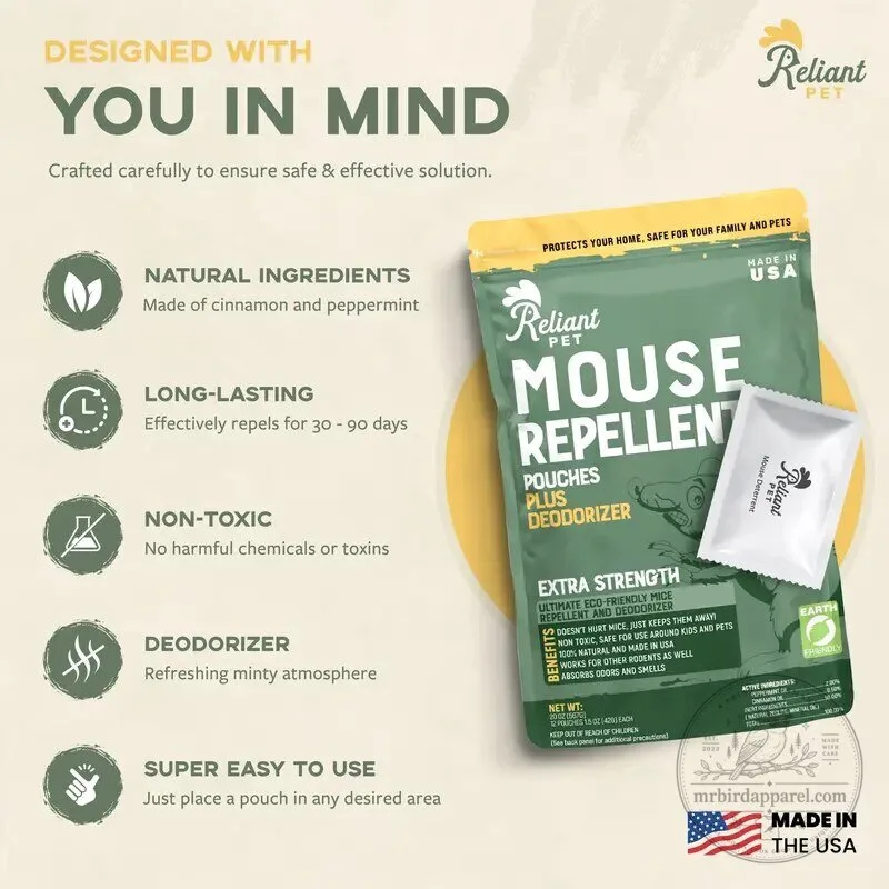 Reliant Pet Mouse Repellent Pouches Plus Deodorizer for Home and Garden 13 Reliant Pet Mouse Repellent Pouches Plus Deodorizer for Home and Garden