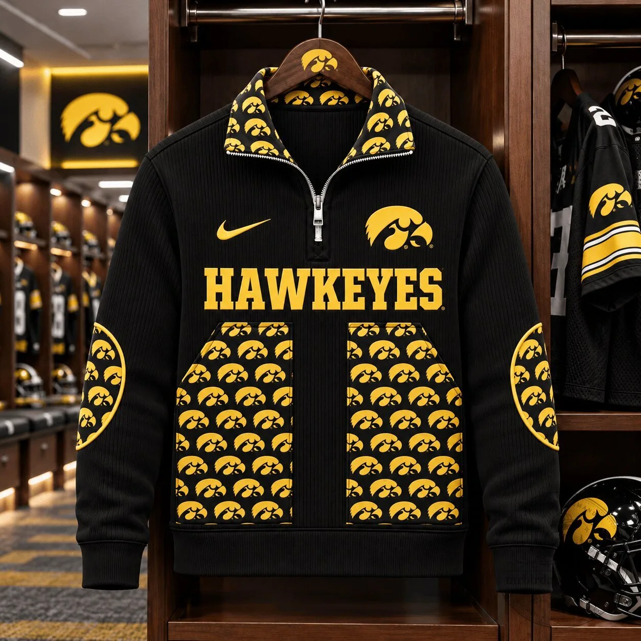 Iowa Hawkeyes NCAA College Football Team Quarter-Zip Pullover Sweatshirt