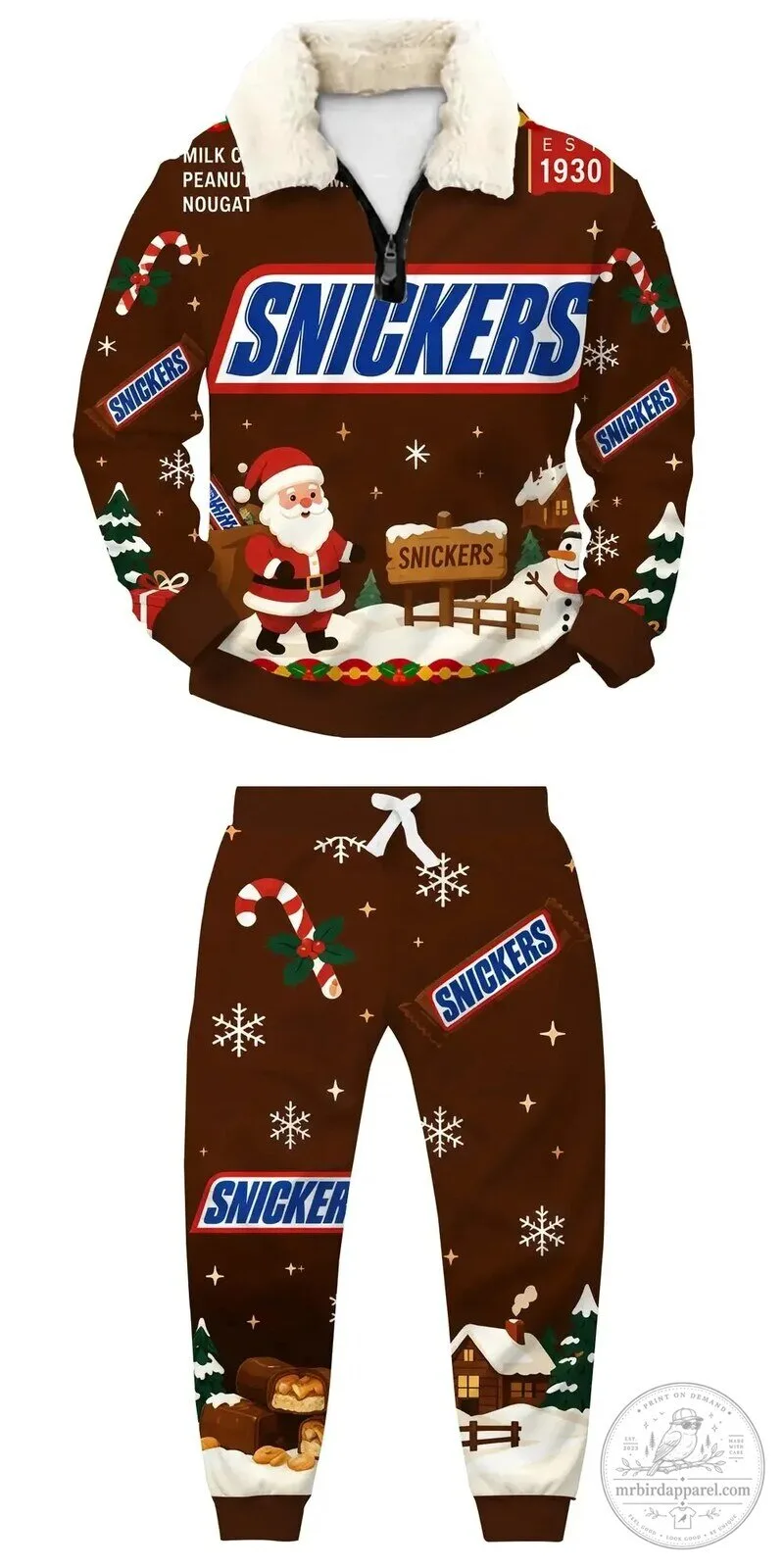 Snickers Candy Bar Christmas Holiday Ugly Quarter Zip Sweatshirt 2 Snickers Candy Bar Christmas Holiday Ugly Quarter Zip Sweatshirt