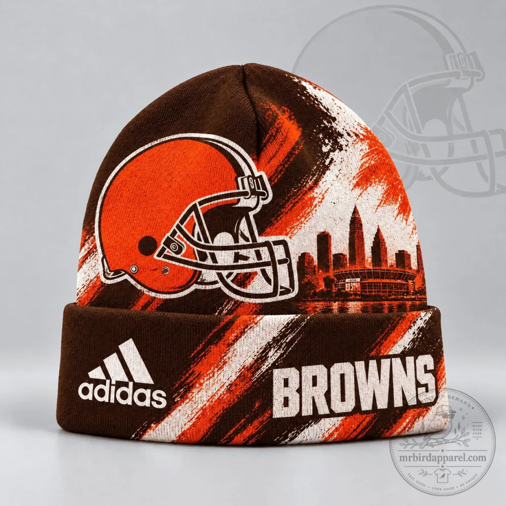 Cleveland Browns NFL Urban Skyline Distressed Brushstroke Winter Knit Cap Hat Cleveland Browns NFL Urban Skyline Distressed Brushstroke Winter Knit Cap Hat
