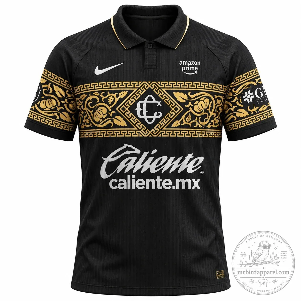Club Deportivo Guadalajara Chivas Black Gold Patterned Fan Soccer Jersey 9 Club Deportivo Guadalajara Chivas Black Gold Patterned Fan Soccer Jersey