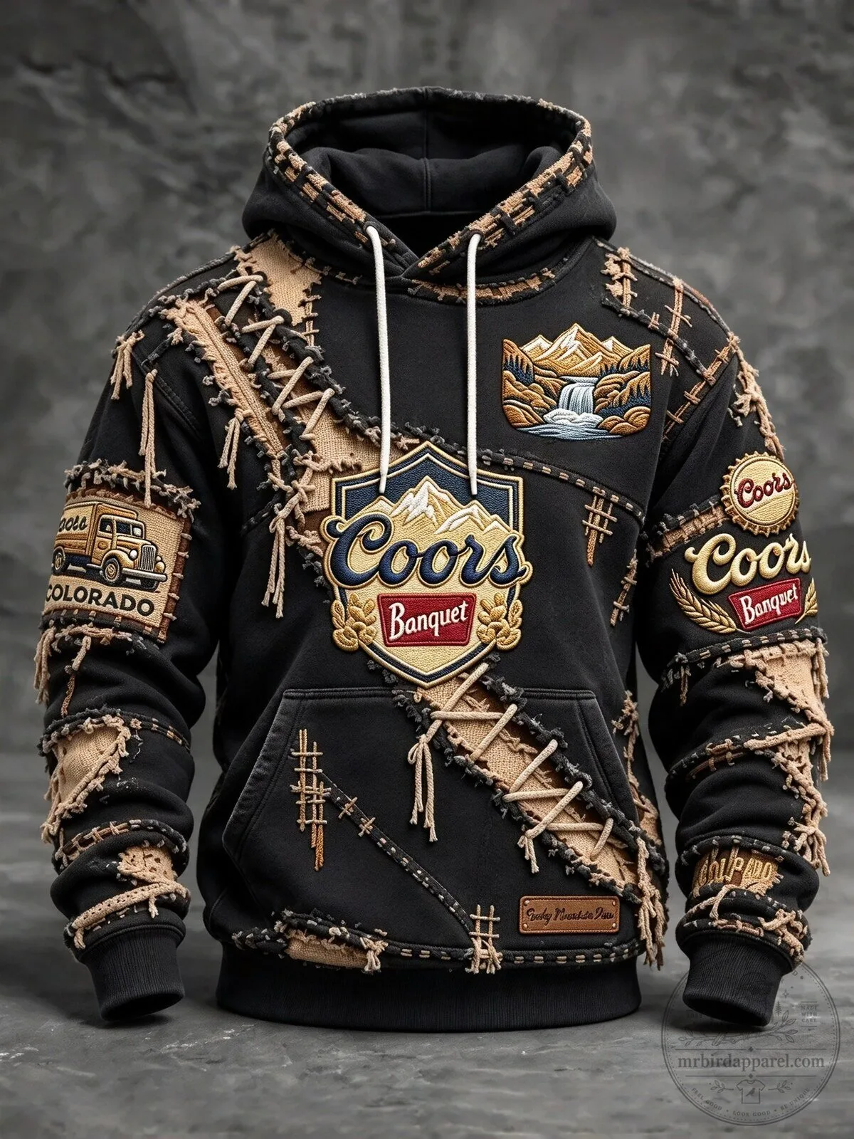 Coors Banquet Beer Vintage Western Style Distressed Hoodie