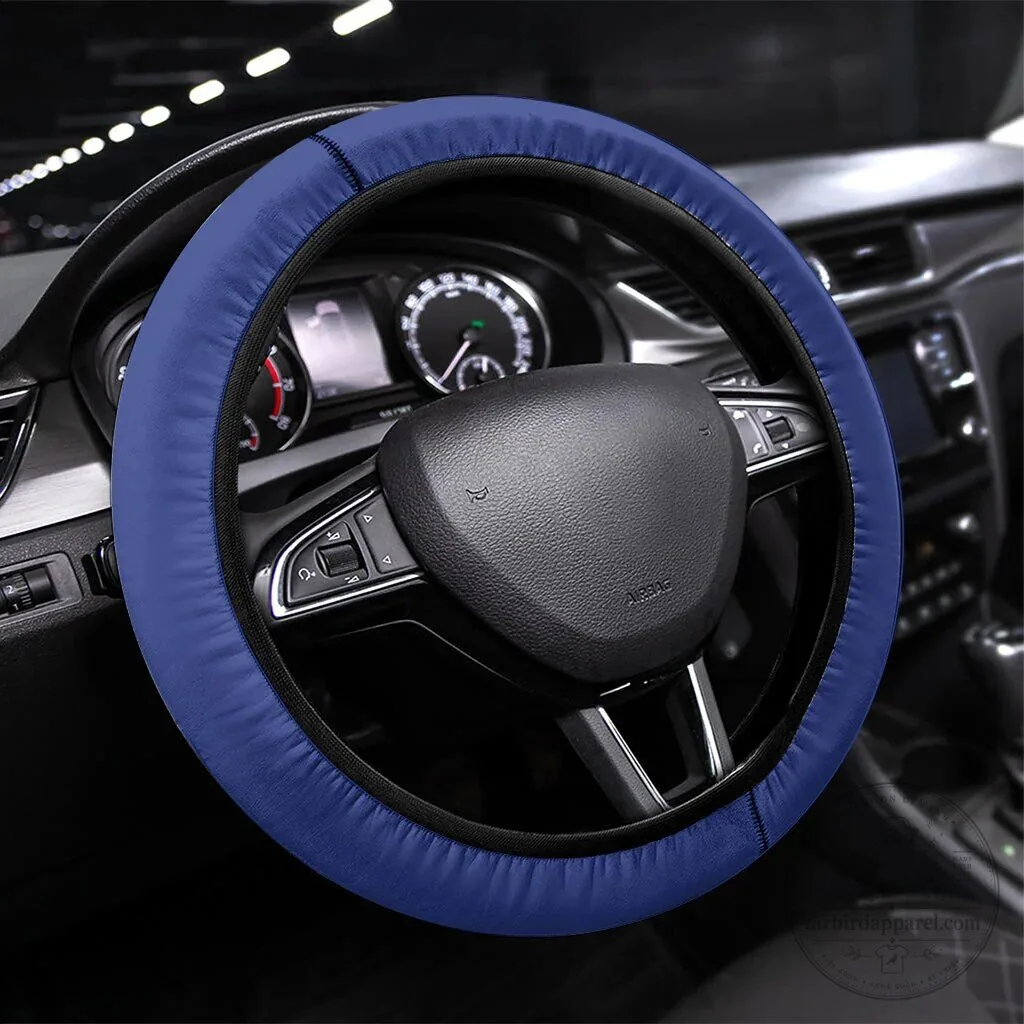 Solid Blue Car Steering Wheel Cover for Vehicle Interior Protection 1 Solid Blue Car Steering Wheel Cover for Vehicle Interior Protection