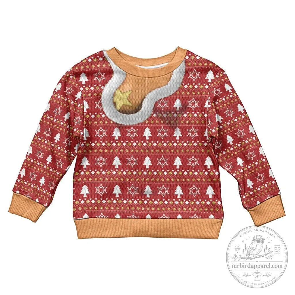 Funny Christmas Boob Gold Star Pasty Ugly Knit Pattern Holiday Sweatshirt