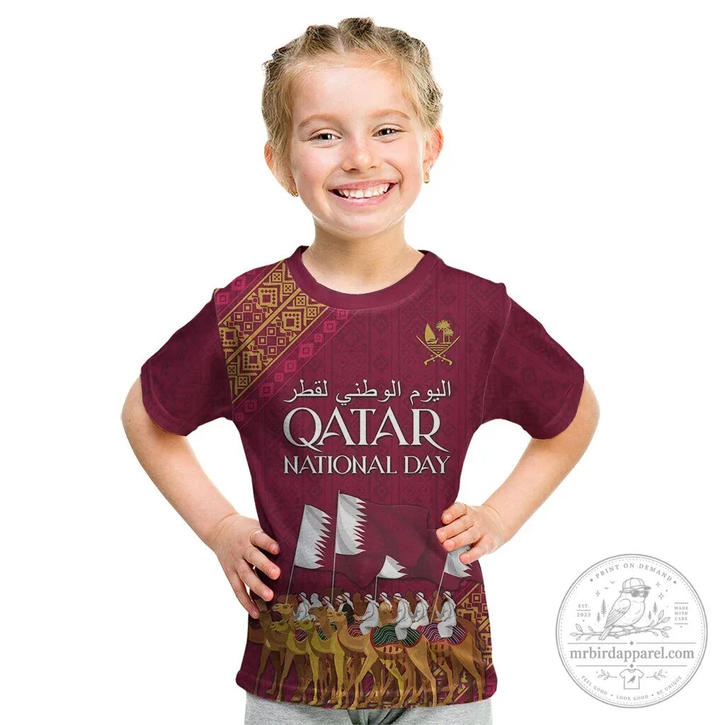 Qatar National Day Arabian Peninsula Camel Parade Kids T-Shirt