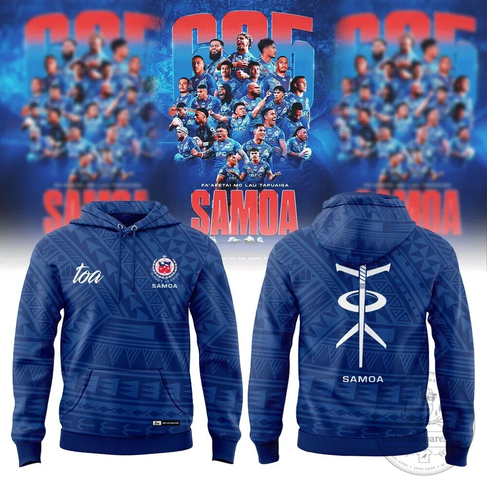 Toa Samoa Rugby League Team Blue Pattern Hoodie 2 Toa Samoa Rugby League Team Blue Pattern Hoodie