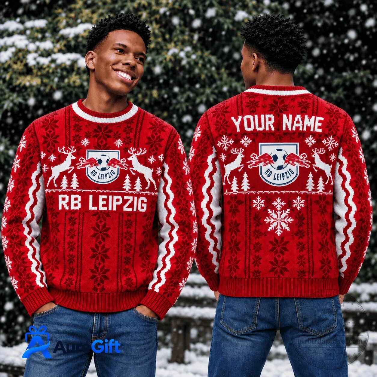 RB Leipzig Bundesliga Matchday Personalized Name Christmas Sweater
