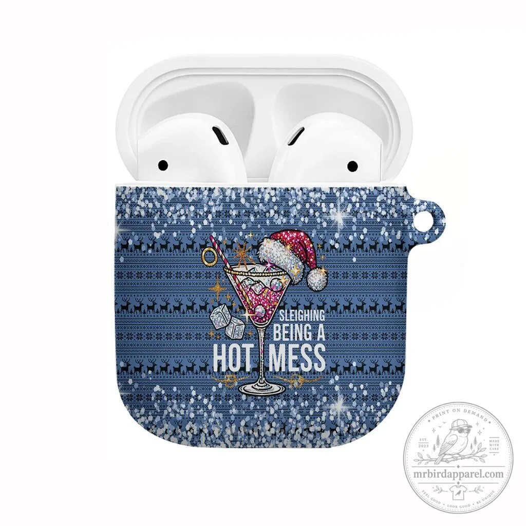 Sleighing Being A Hot Mess Christmas Cocktail AirPods Case 8 Sleighing Being A Hot Mess Christmas Cocktail AirPods Case