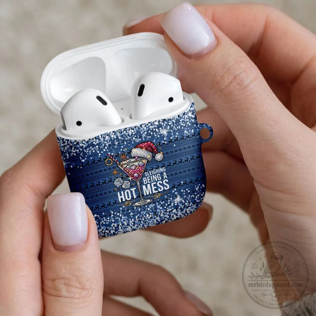 Sleighing Being A Hot Mess Christmas Cocktail AirPods Case 10 Sleighing Being A Hot Mess Christmas Cocktail AirPods Case