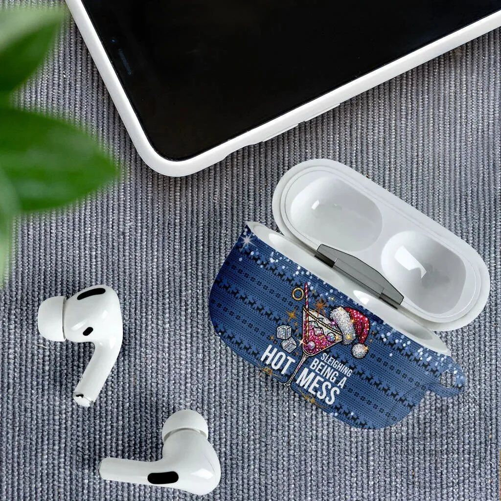 Sleighing Being A Hot Mess Christmas Cocktail AirPods Case 11 Sleighing Being A Hot Mess Christmas Cocktail AirPods Case