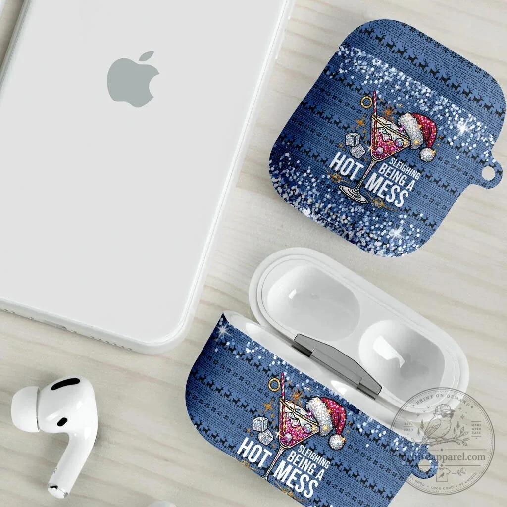 Sleighing Being A Hot Mess Christmas Cocktail AirPods Case 12 Sleighing Being A Hot Mess Christmas Cocktail AirPods Case