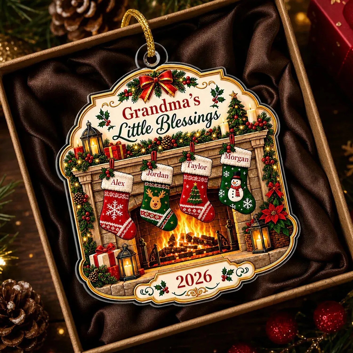 Personalized Grandma's Little Blessings Fireplace Christmas Tree Ornament 11 Personalized Grandma