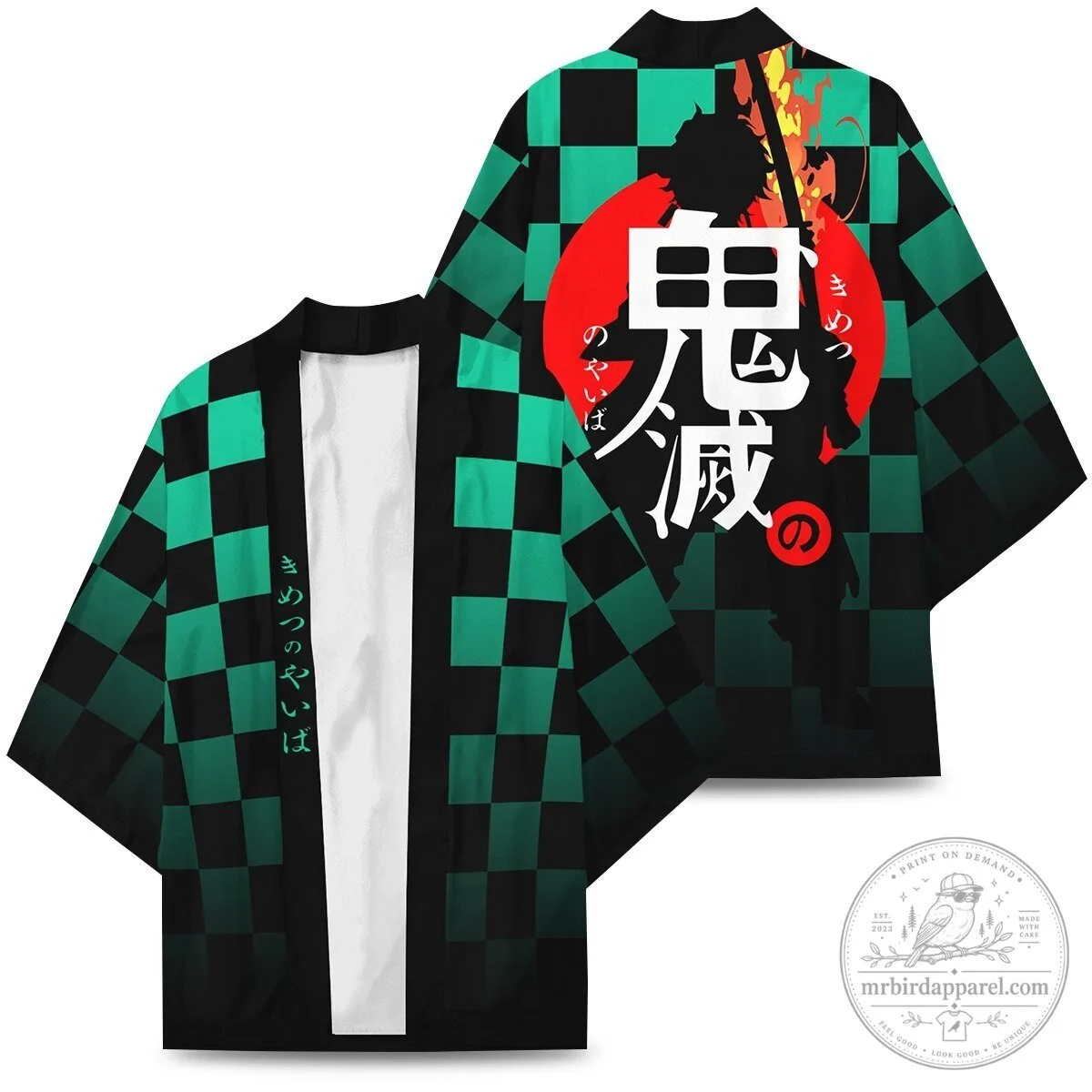 Demon Slayer Kimetsu No Yaiba Tanjiro Kamado Green Checkered Anime Kimono Jacket 12 Demon Slayer Kimetsu No Yaiba Tanjiro Kamado Green Checkered Anime Kimono Jacket